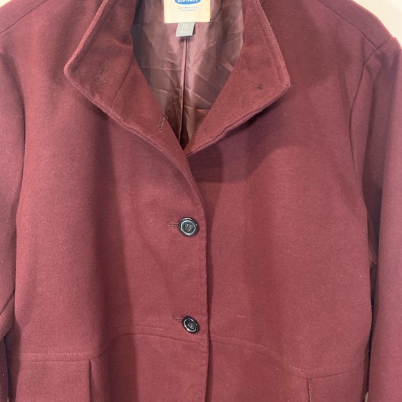 Old Navy Maroon Pea Coat High Collar - Picture 9 of 10